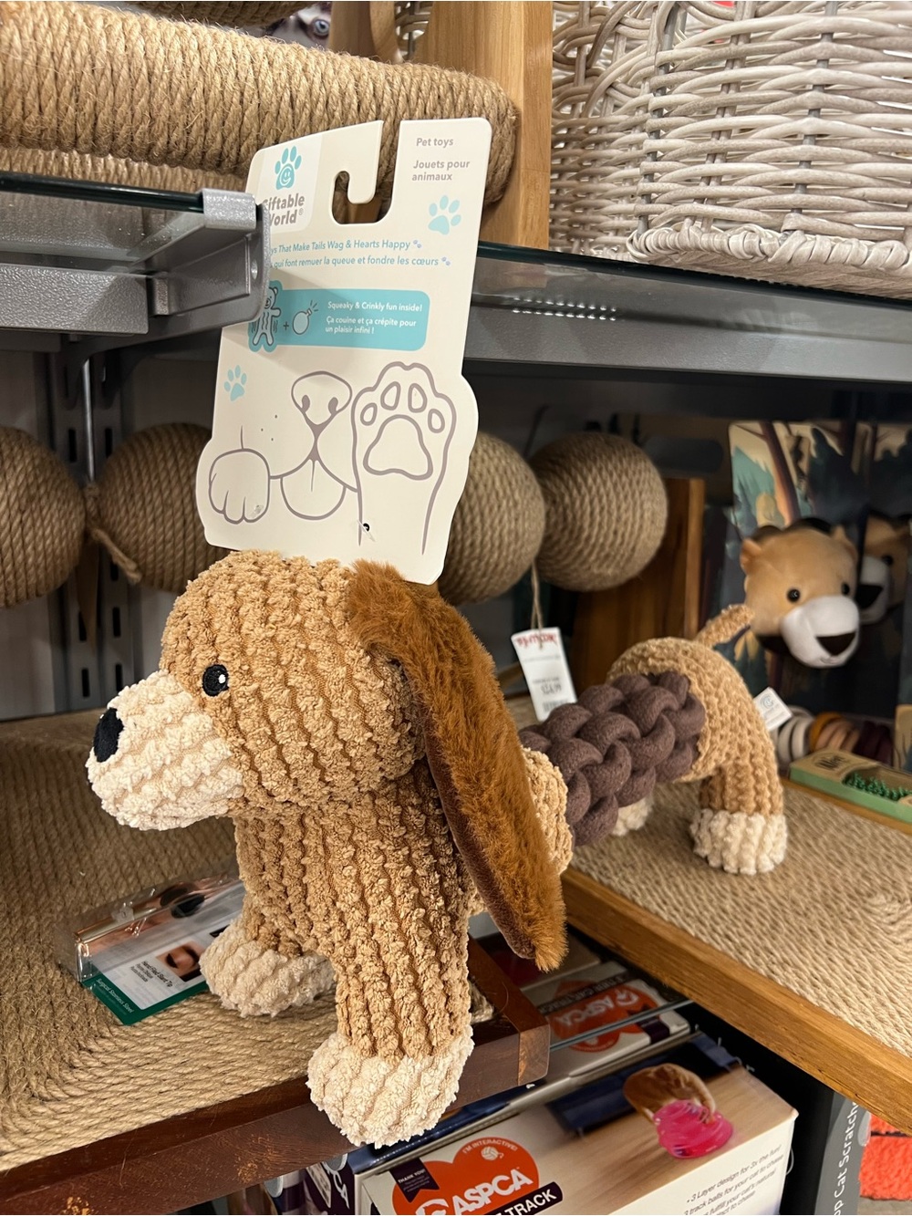 Dachshund Doxie Plush Rope Dog Toy - Tan & Brown